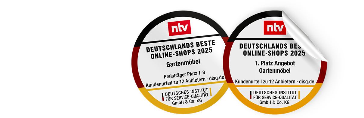 Alle Siegel von GartenundMöbel.de nebeneinander gestellt