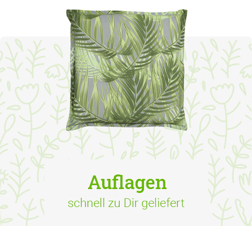 Gartenkissen mit Hinweis auf die schnelle Lieferung