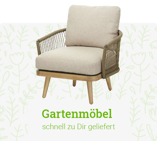 Gartenstuhl mit Hinweis auf schnelle Lieferung
