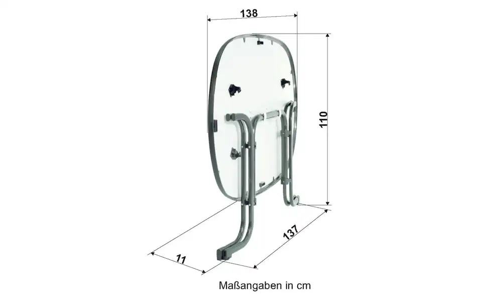 Sieger Boulevard Klapptisch, Bemaßung