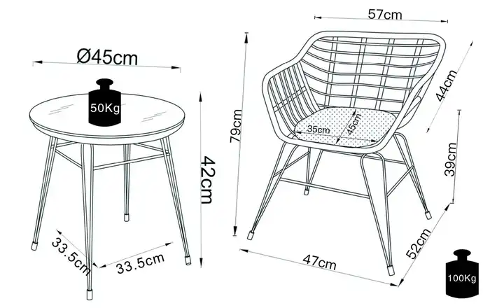  Gartenmöbel 3er-Set  