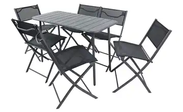 Gartenmöbel 7er-Set Schwarz Schwarz